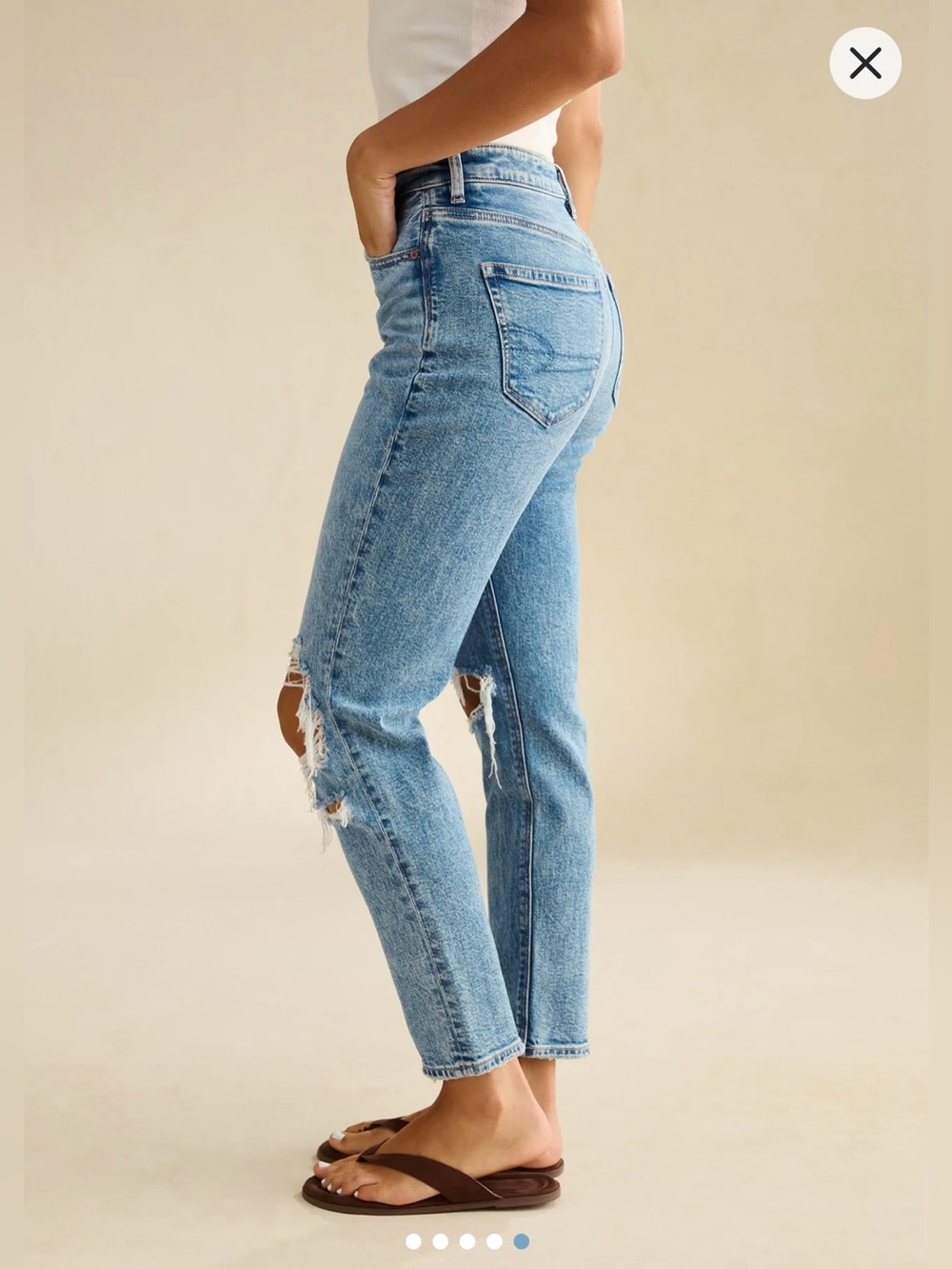 American Eagle Light Blue Ripped Mom Jeans